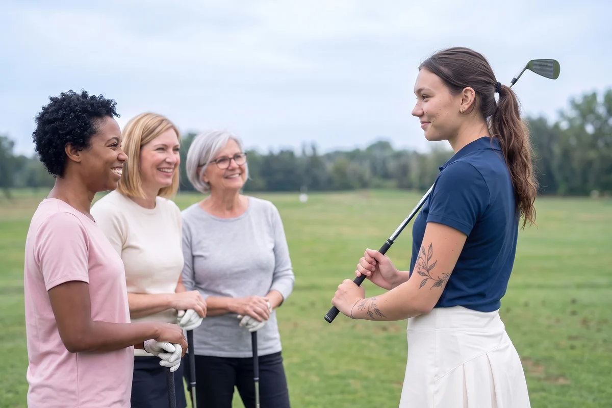 Lili Brecken showing the grip to a ladies beginner group